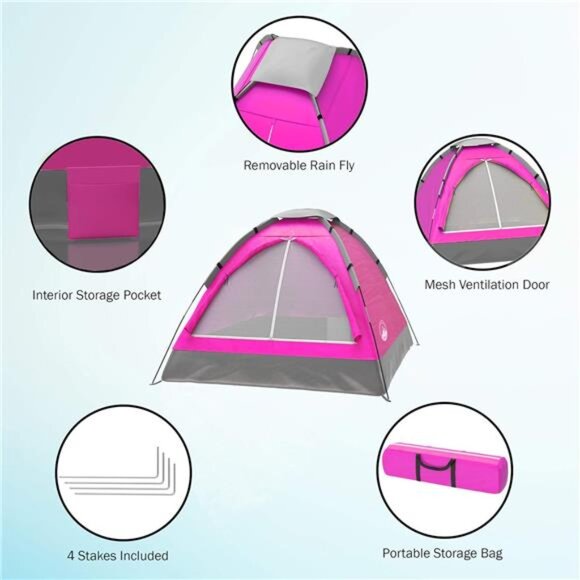 2 Person Dome Tent – Easy Set Up Shelter with Rain Fly and Carry Bag for Camping - Picture 3 of 7